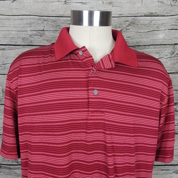 PGA TOUR Mens Jockey Red Striped Short Sleeves Golf Polo Shirt XL.Pit to pit a - Picture 3 of 7